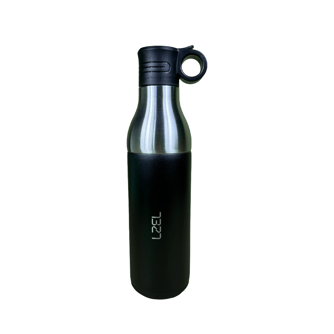 LZEL Natura Elva Vacuum Bottle Dual 400 mL + 400 mL | Black Aluminum LZEL Natura Elva Vacuum Bottle Dual 400 mL + 400 mL | Black Aluminum